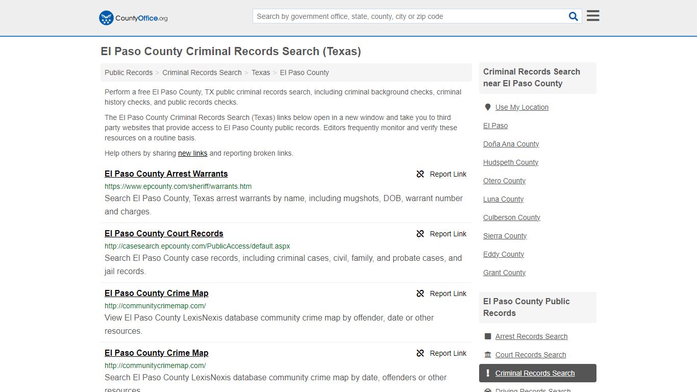 El Paso County Criminal Records Search (Texas) - County Office